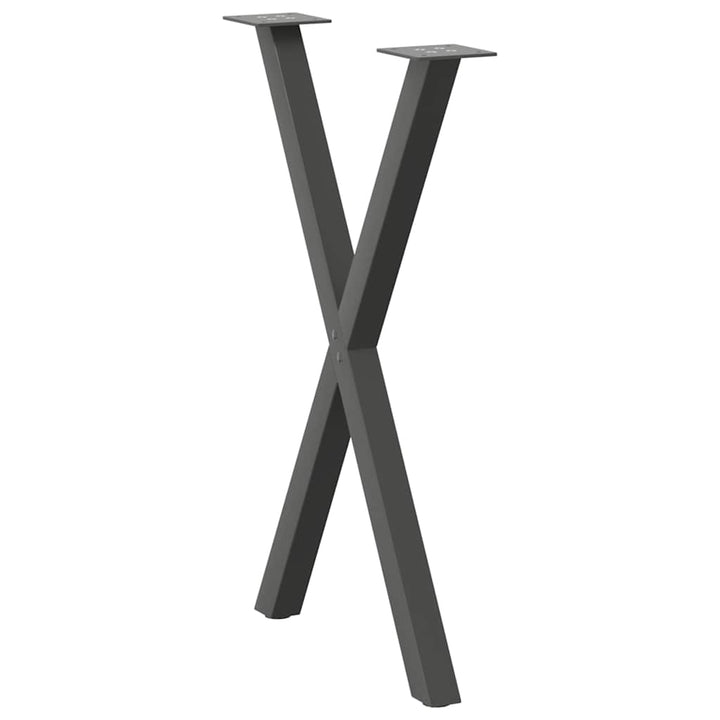 spisebordsben X-formet 2 stk. antracit 57 x (72-73) cm stål