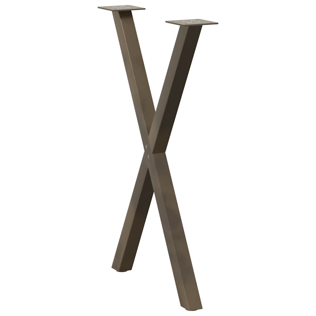 spisebordsben X-formet 2 stk. naturstål 57 x (72-73) cm stål
