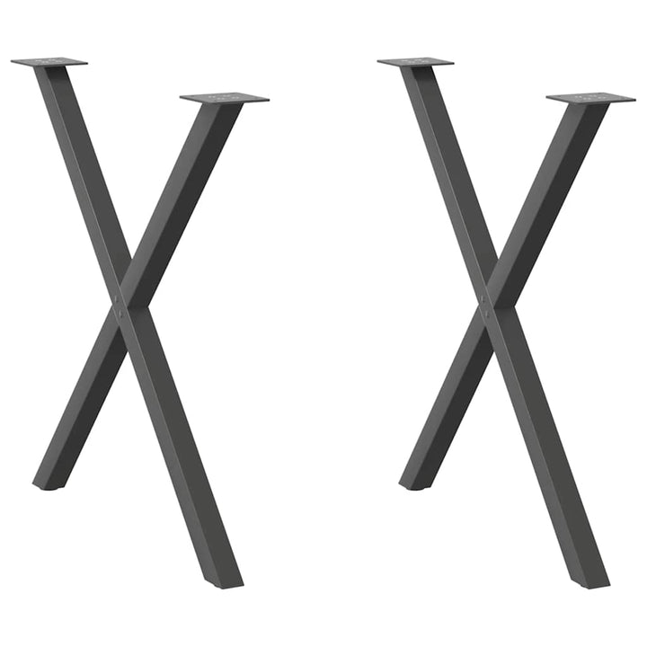 spisebordsben X-formet 2 stk. antracit 70 x (72-73) cm stål