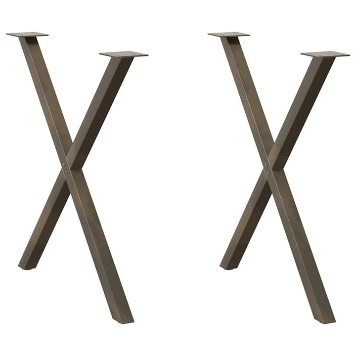 spisebordsben X-formet 2 stk. naturstål 70 x (72-73) cm stål