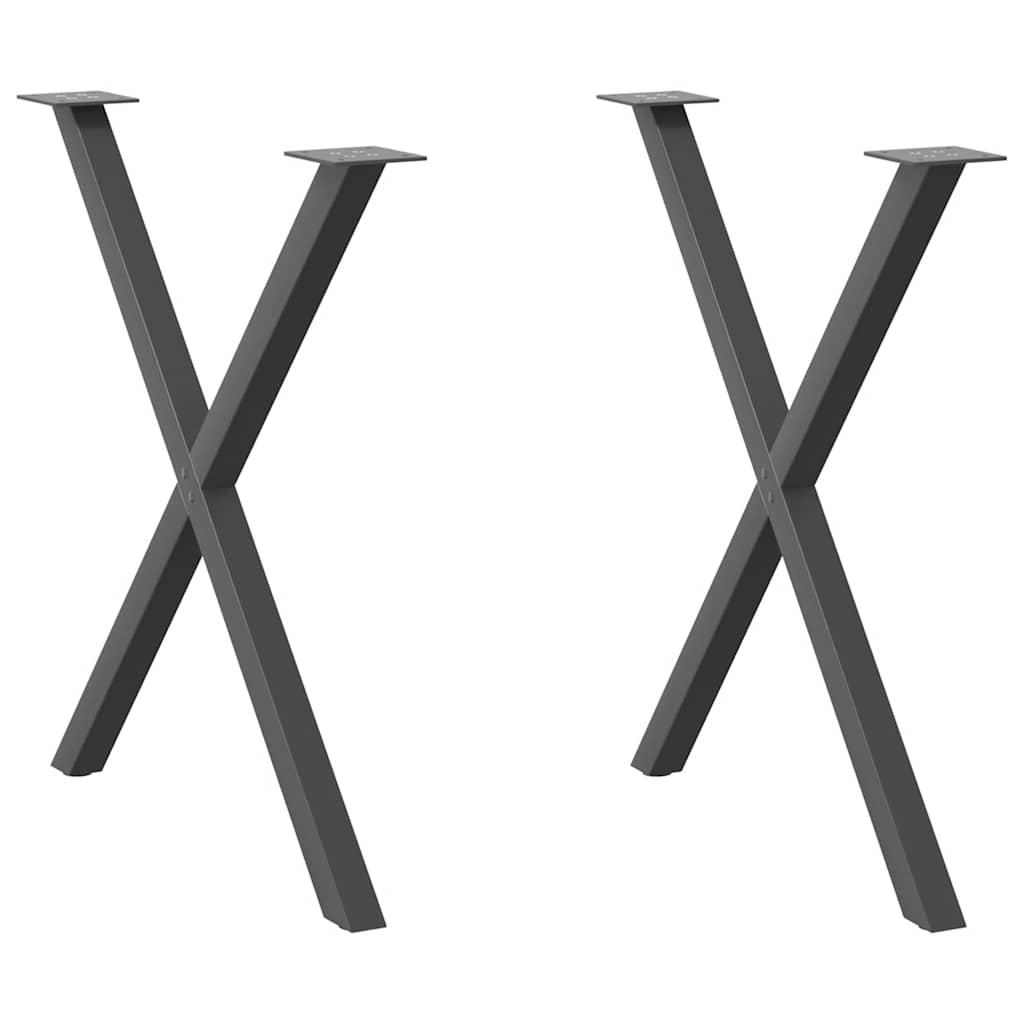 spisebordsben X-formet 2 stk. antracit 80x(72-73) cm stål