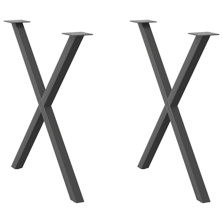 spisebordsben X-formet 2 stk. antracit 80x(72-73) cm stål
