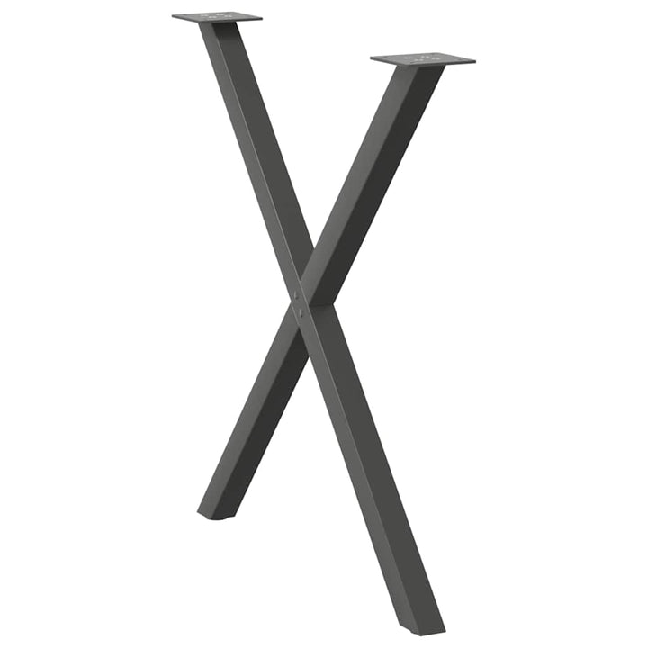 spisebordsben X-formet 2 stk. antracit 80x(72-73) cm stål