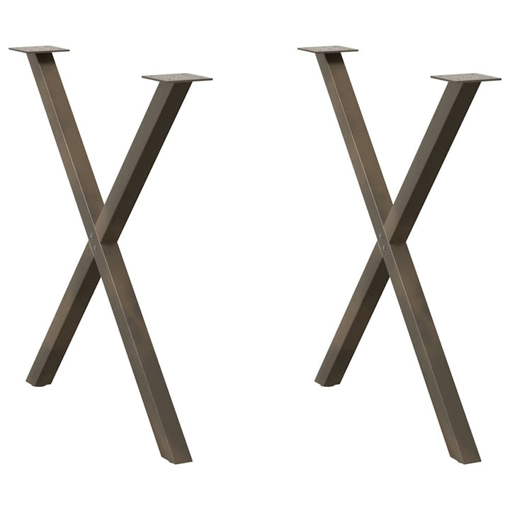 spisebordsben X-formet 2 stk. naturstål 80x(72-73) cm stål