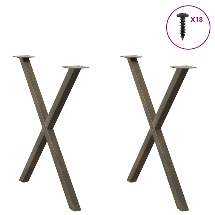spisebordsben X-formet 2 stk. naturstål 80x(72-73) cm stål
