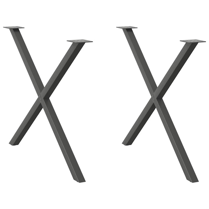 spisebordsben X-formet 2 stk. antracit 90 x (72-73) cm stål