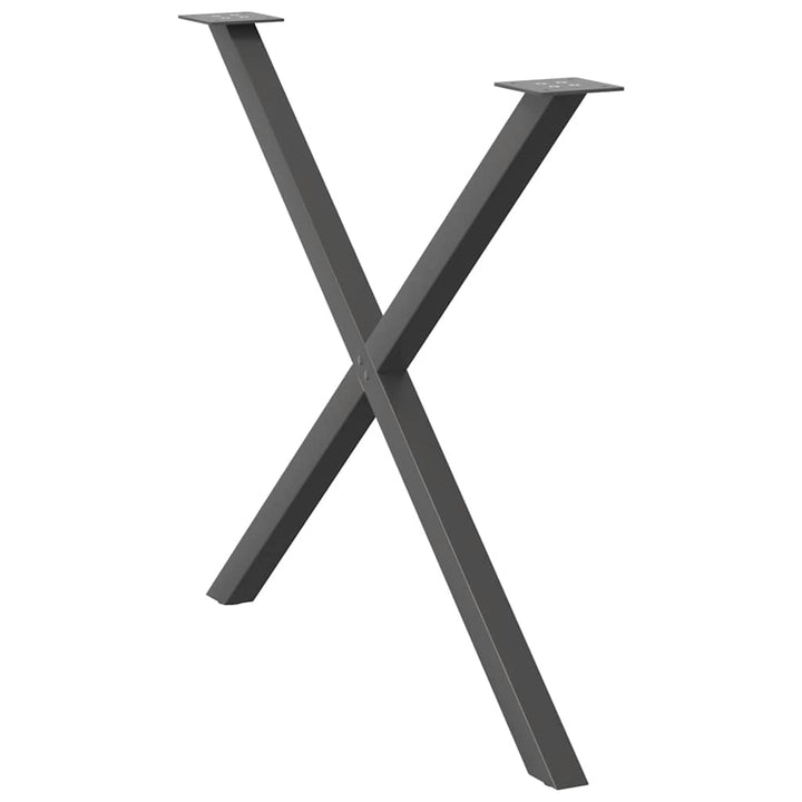 spisebordsben X-formet 2 stk. antracit 90 x (72-73) cm stål