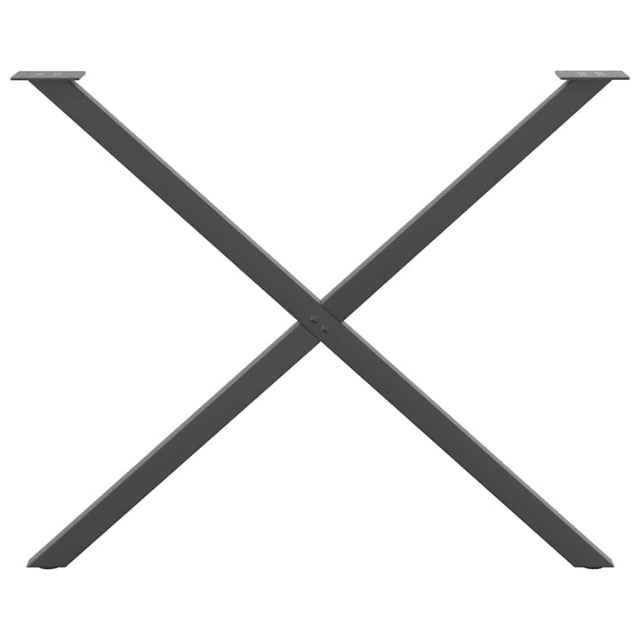 spisebordsben X-formet 2 stk. antracit 90 x (72-73) cm stål