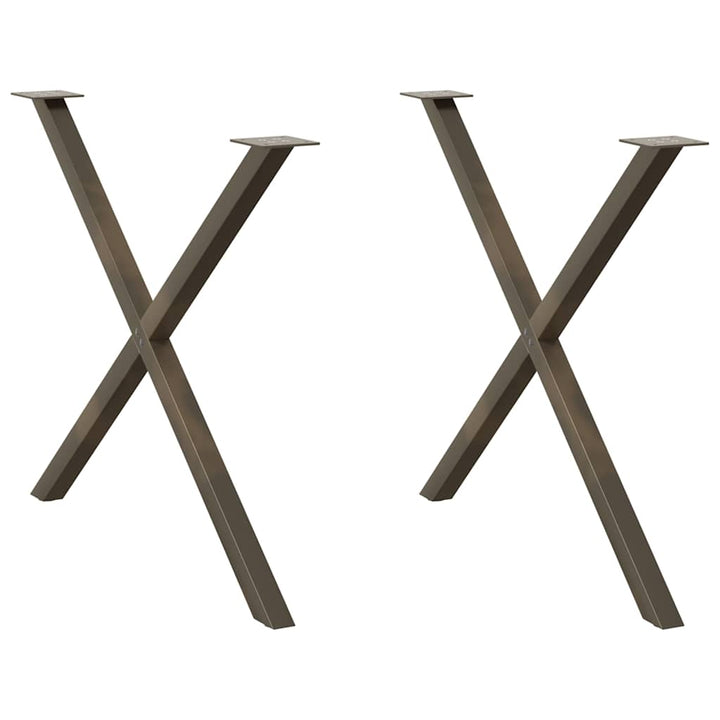 spisebordsben X-formet 2 stk. naturstål 90x(72-73) cm stål