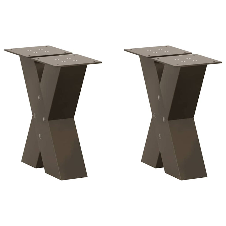 sofabordsben X-formet 2 stk. naturstål 30x(30-31) cm stål