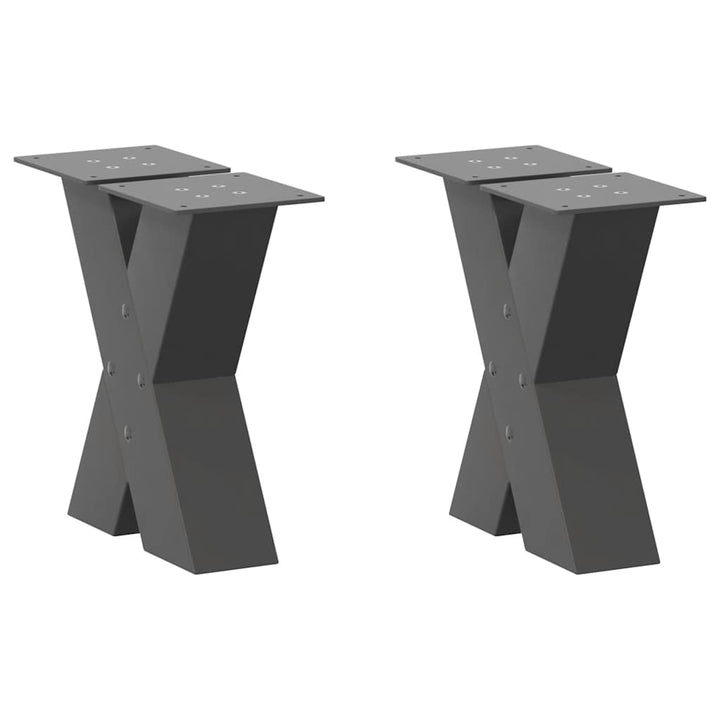 sofabordsben X-formet 2 stk. antracit 40x(30-31) cm stål