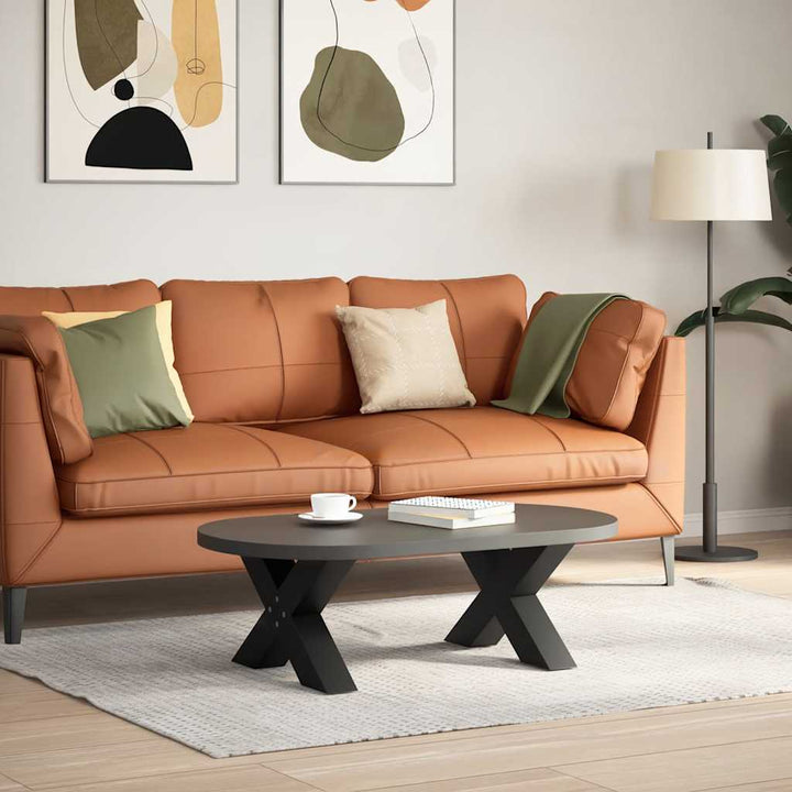 sofabordsben X-formet 2 stk. sort 50x(30-31) cm stål