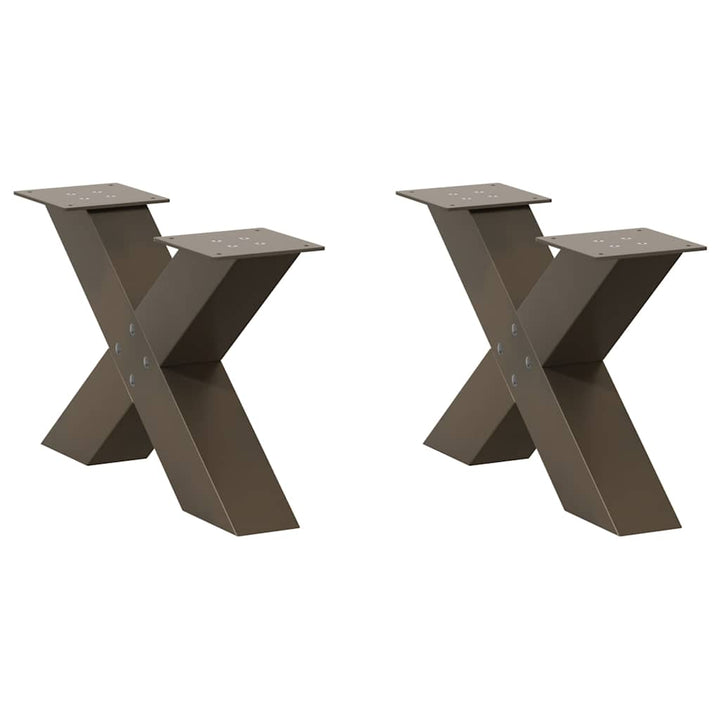 sofabordsben X-formet 2 stk. naturstål 50x(30-31) cm stål