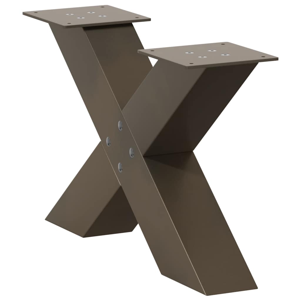 sofabordsben X-formet 2 stk. naturstål 50x(30-31) cm stål