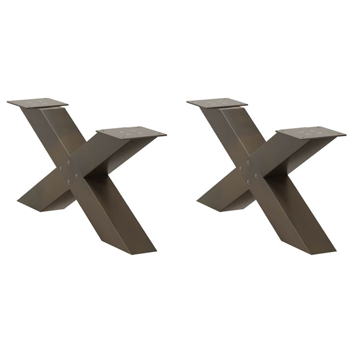 sofabordsben X-formet 2 stk. naturstål 70x(30-31) cm stål