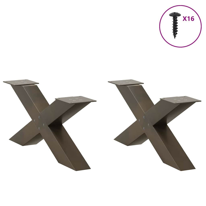 sofabordsben X-formet 2 stk. naturstål 70x(30-31) cm stål
