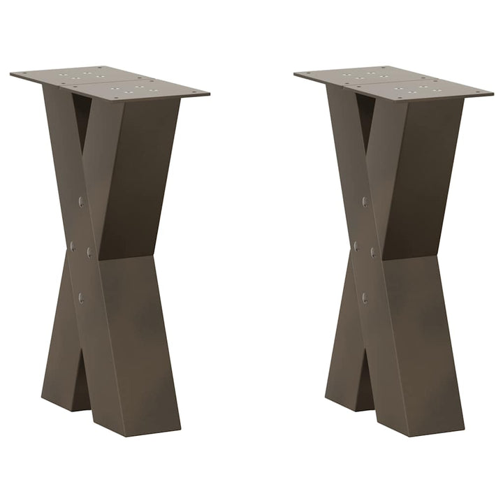 sofabordsben X-formet 2 stk. naturstål 38 x (42-43) cm stål