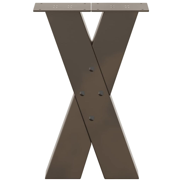 sofabordsben X-formet 2 stk. naturstål 38 x (42-43) cm stål