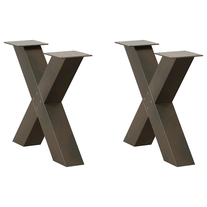 sofabordsben X-formet 2 stk. naturstål 50x(42-43) cm stål