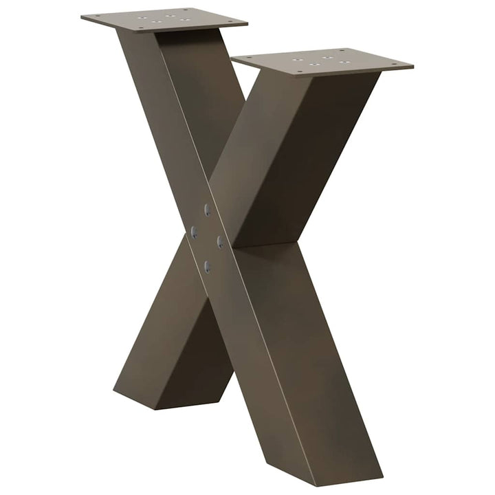 sofabordsben X-formet 2 stk. naturstål 50x(42-43) cm stål