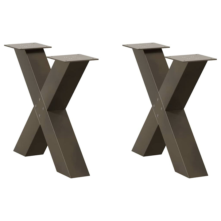 sofabordsben X-formet 2 stk. naturstål 60x(42-43) cm stål