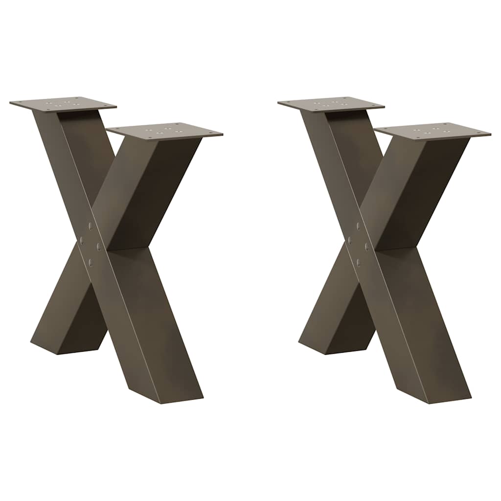 sofabordsben X-formet 2 stk. naturstål 60x(42-43) cm stål