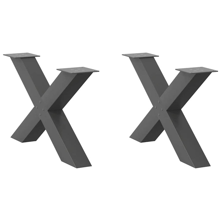 sofabordsben X-formet 2 stk. antracit 70 x (42-43) cm stål