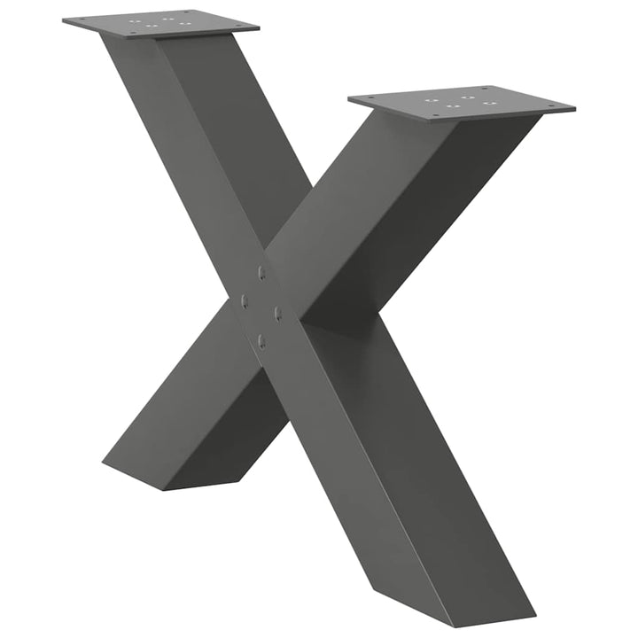 sofabordsben X-formet 2 stk. antracit 70 x (42-43) cm stål