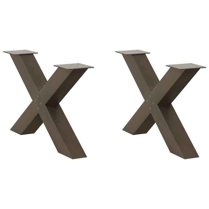 sofabordsben X-formet 2 stk. naturstål 70 x (42-43) cm stål