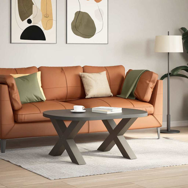 sofabordsben X-formet 2 stk. naturstål 70 x (42-43) cm stål