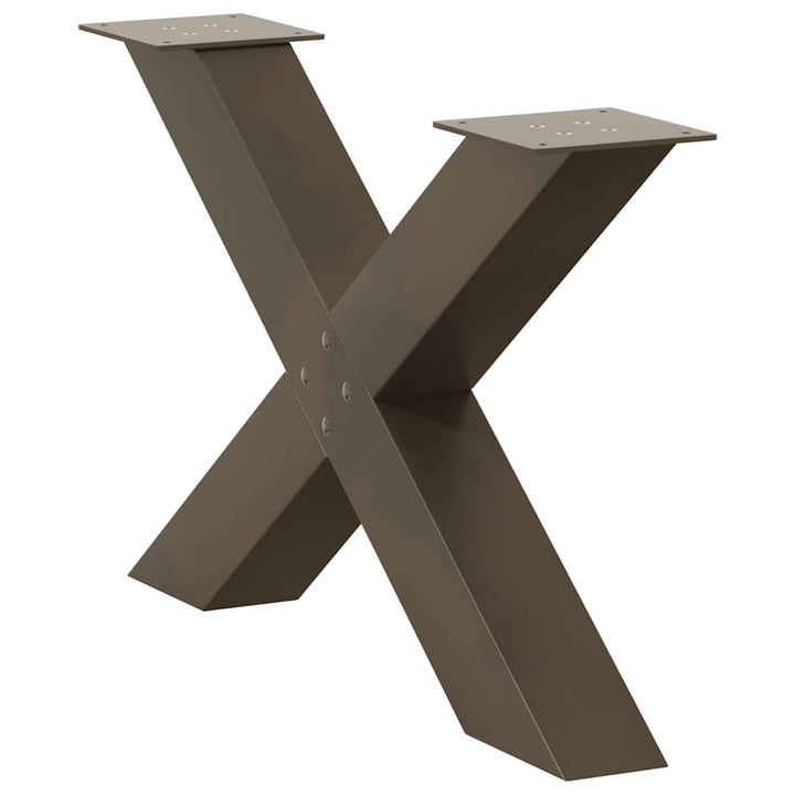 sofabordsben X-formet 2 stk. naturstål 70 x (42-43) cm stål