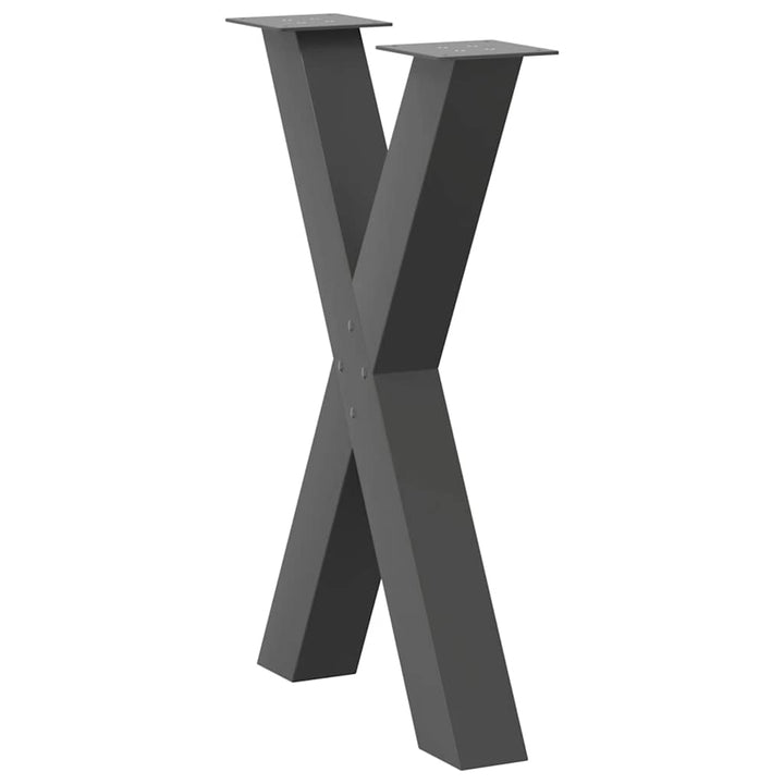 spisebordsben X-formet 2 stk. antracit 60 x (72-73) cm stål