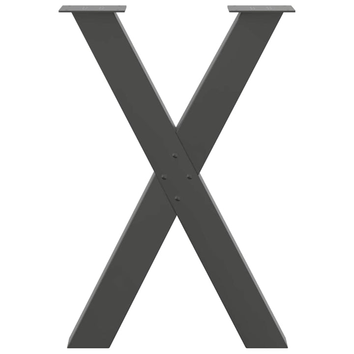 spisebordsben X-formet 2 stk. antracit 60 x (72-73) cm stål