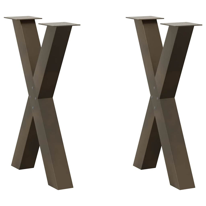 spisebordsben X-formet 2 stk. naturstål 60 x (72-73) cm stål