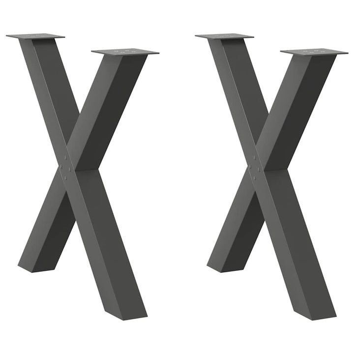 spisebordsben X-formet 2 stk. antracit 80x(72-73) cm stål