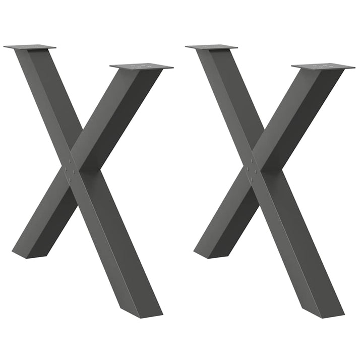 spisebordsben X-formet 2 stk. antracit 90 x (72-73) cm stål