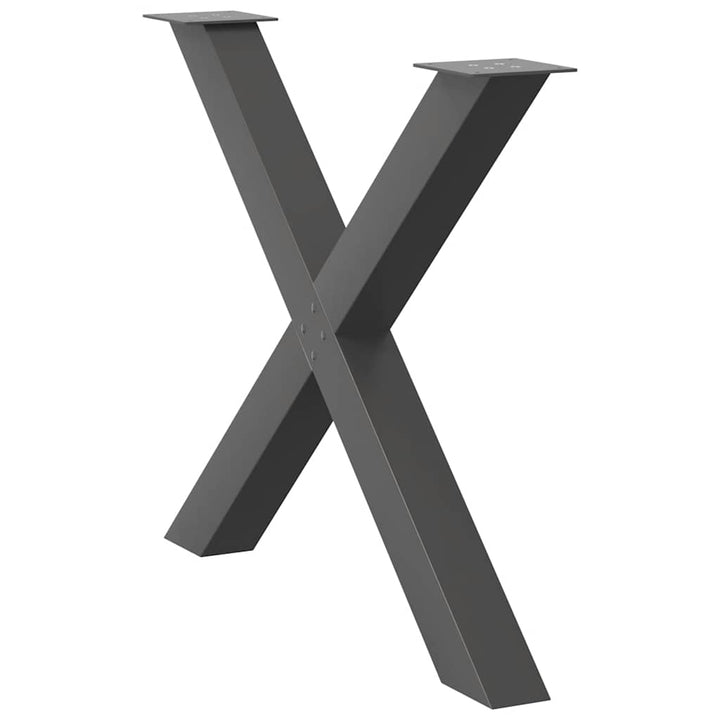 spisebordsben X-formet 2 stk. antracit 90 x (72-73) cm stål