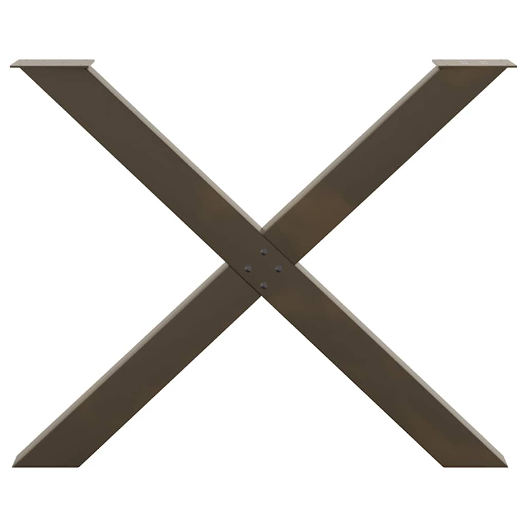 spisebordsben X-formet 2 stk. naturstål 90x(72-73) cm stål