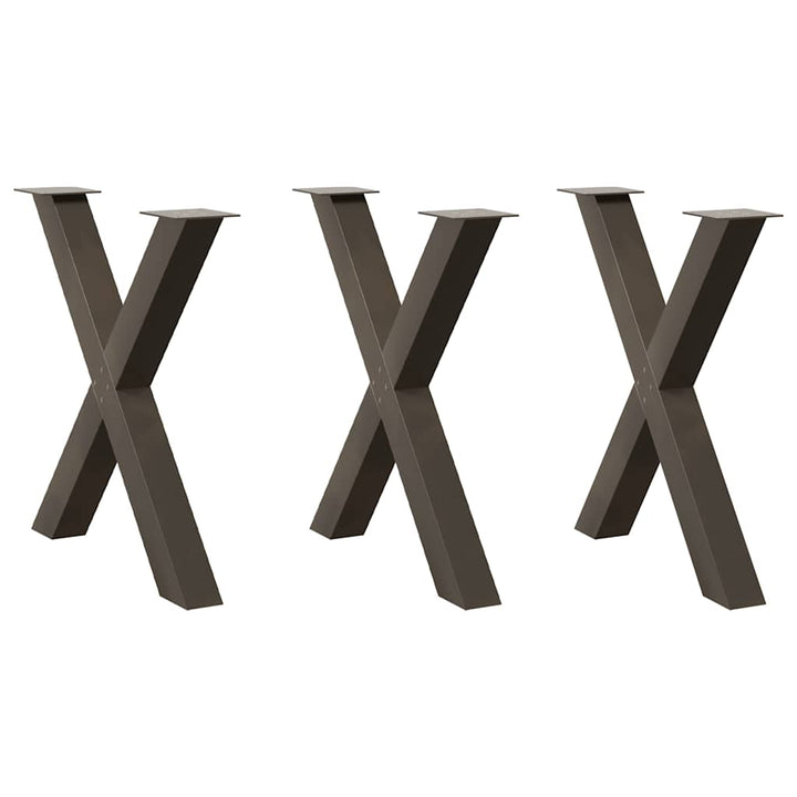 spisebordsben X-formet 3 stk. naturstål 70x(72-73) cm stål