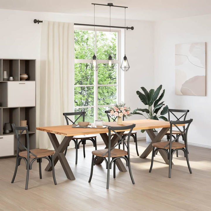 spisebordsben X-formet 3 stk. naturstål 90x(72-73) cm stål
