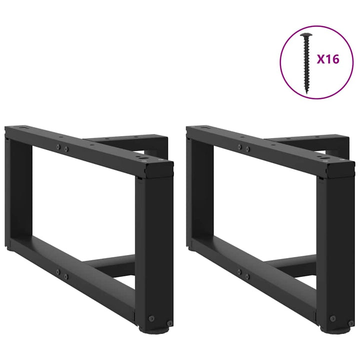 sofabordsben T-formet 2 stk. sort 60x25x(30-31) cm stål