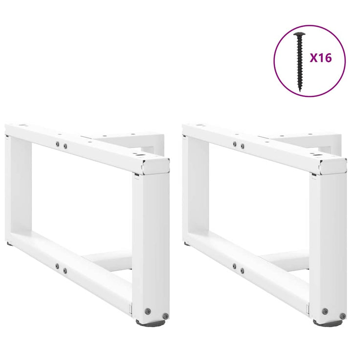 sofabordsben T-formet 2 stk. hvid 60x25x(30-31) cm stål