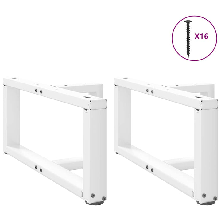 sofabordsben T-formet 2 stk. hvid 70x25x(30-31) cm stål