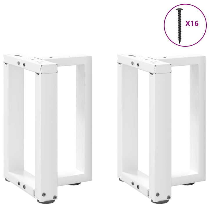 sofabordsben T-formet 2 stk. hvid 38x25x(42-43) cm stål