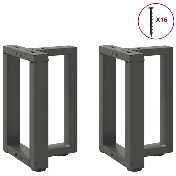 sofabordsben T-formet 2 stk. antracit 38x25x(42-43) cm stål