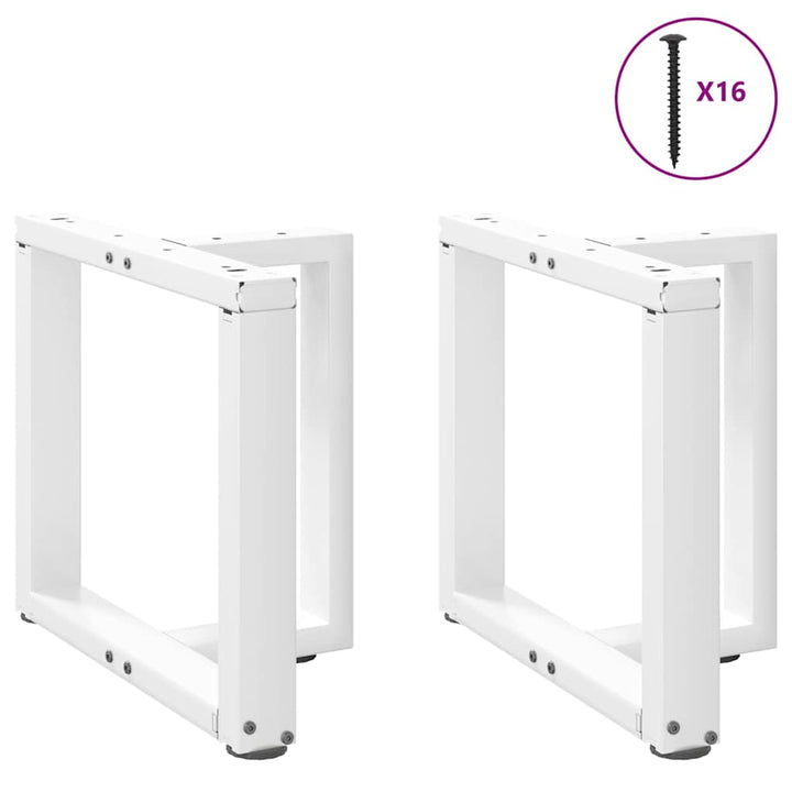 sofabordsben T-formet 2 stk. hvid 50x25x(42-43) cm stål
