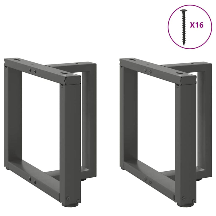 sofabordsben T-formet 2 stk. antracit 50x25x(42-43) cm stål