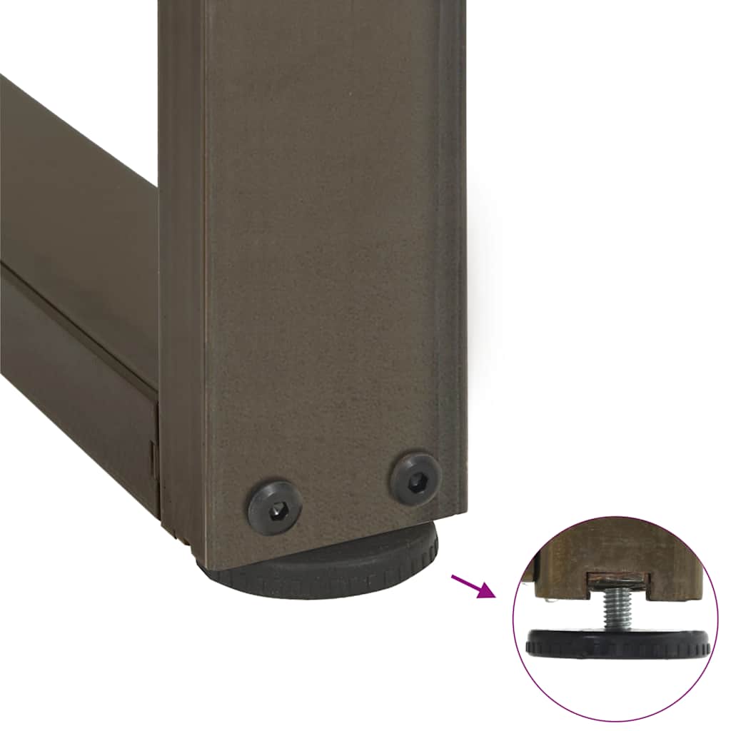 sofabordsben T-formet 2 stk. sort 60x25x(42-43) cm stål