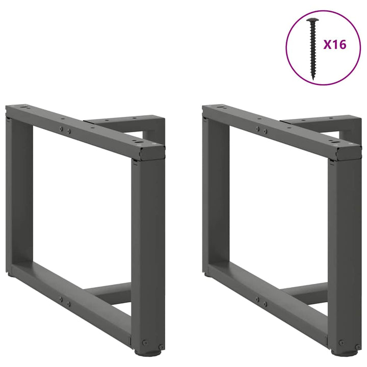 sofabordsben T-formet 2 stk. antracit 70x25x(42-43) cm stål