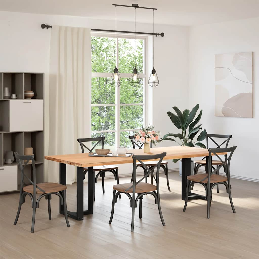 spisebordsben T-formet 2 stk. sort 50x35x(72-73) cm stål